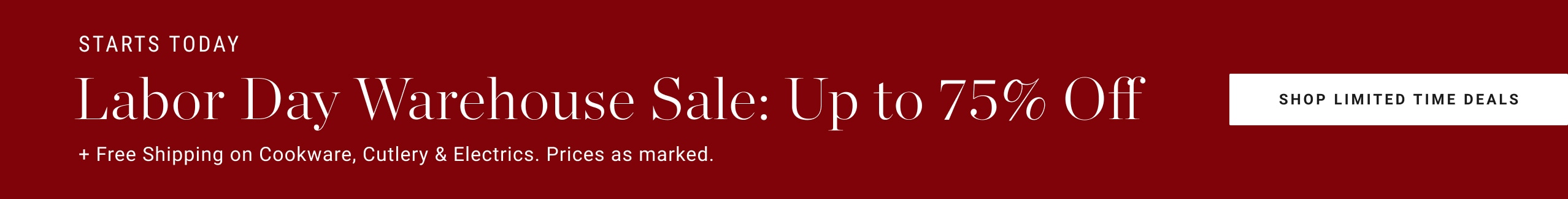 Warehouse Sale: Up to 75% Off