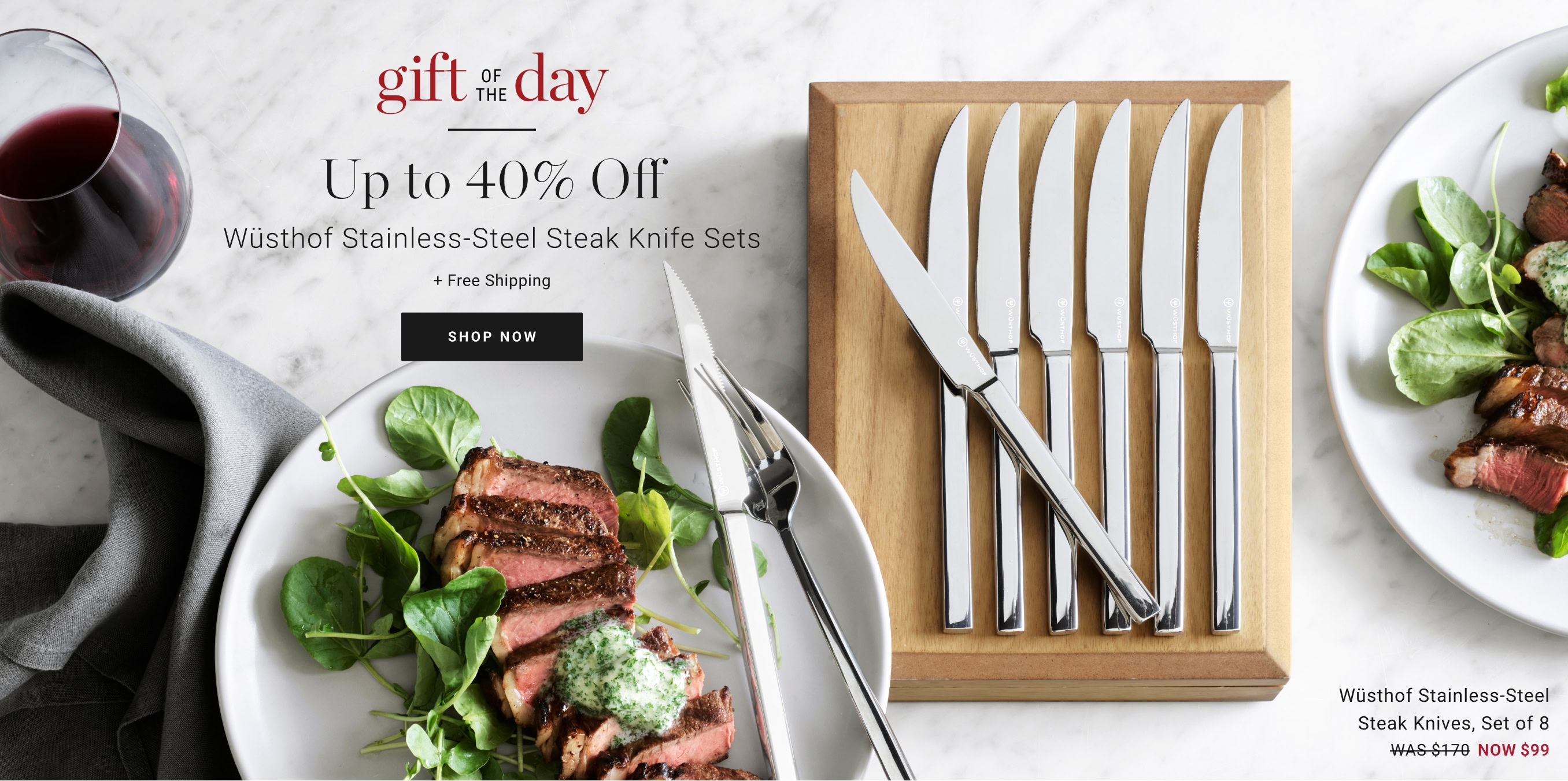 GIFT OF THE DAY! Up to 40% Off Wüsthof Stainless-Steel Steak Sets