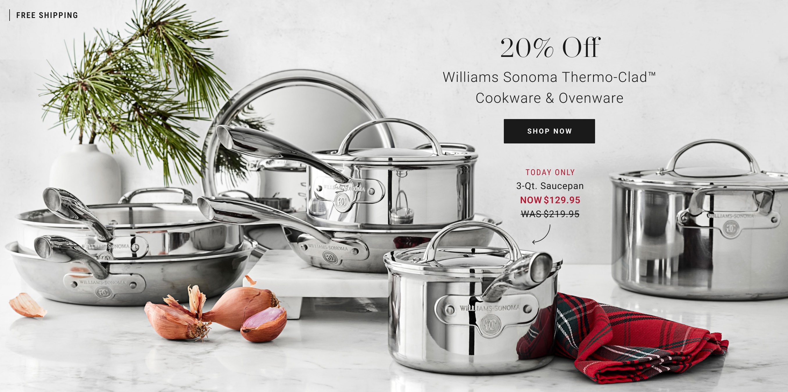 GIFT OF THE DAY! 20% Off Williams Sonoma Thermo-Clad™ Cookware & Ovenware