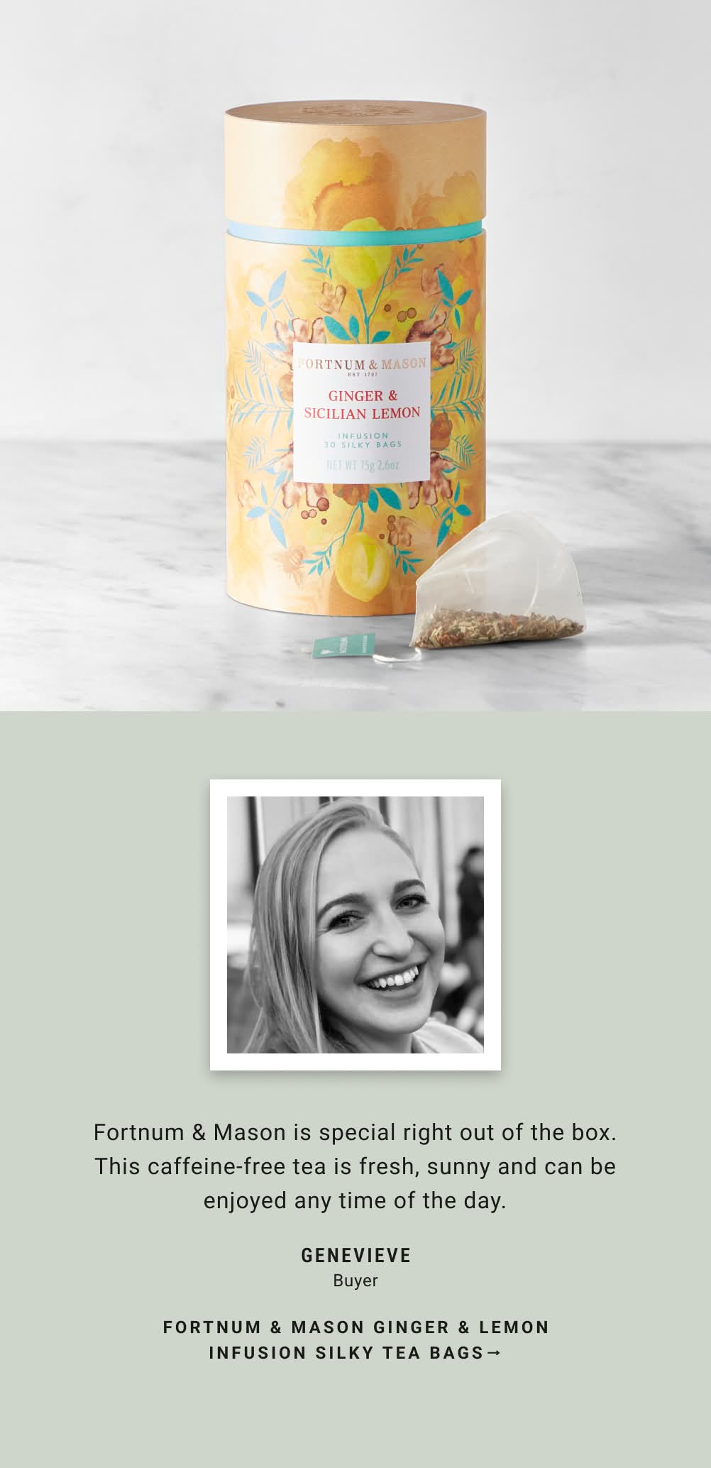 Fortnum & Mason Ginger & Lemon Infusion Silky Tea Bags