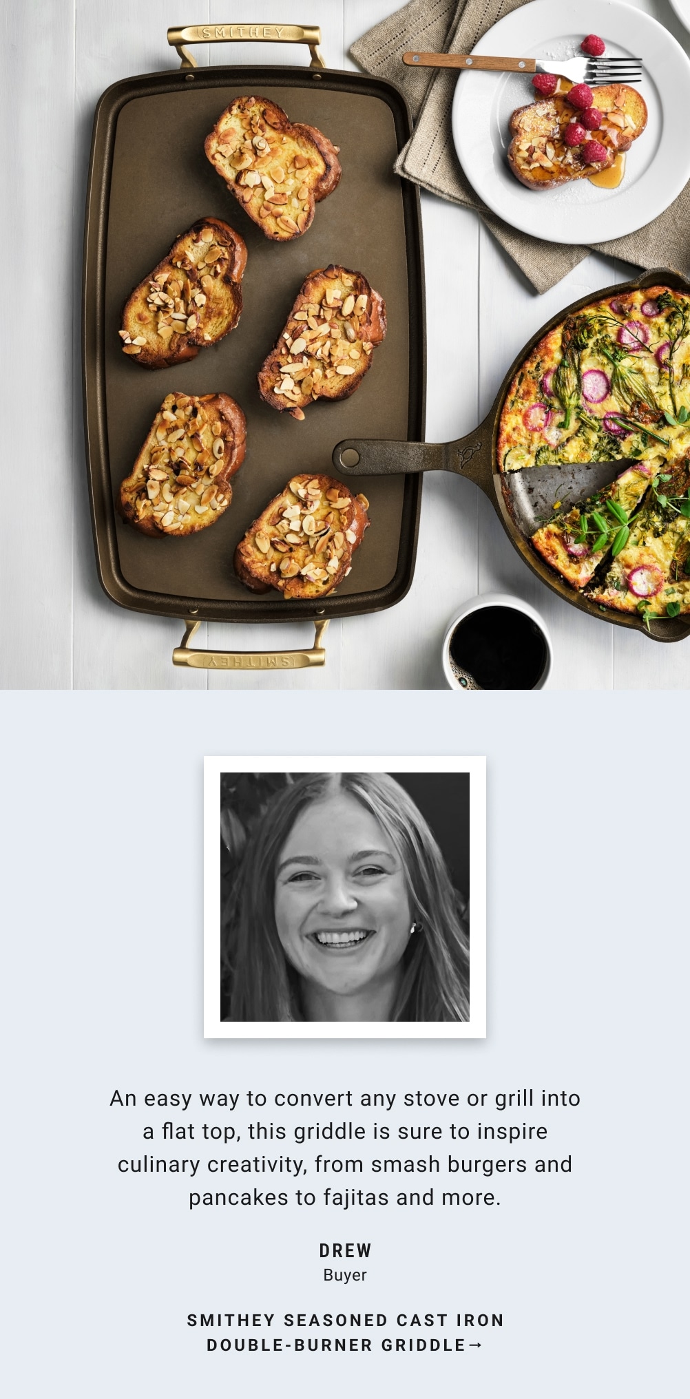 Smithey Seasoned Cast Iron Double Burner Griddle