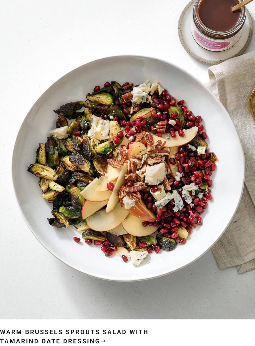 Warm Brussels Sprouts Salad with Tamarind Date Dressing