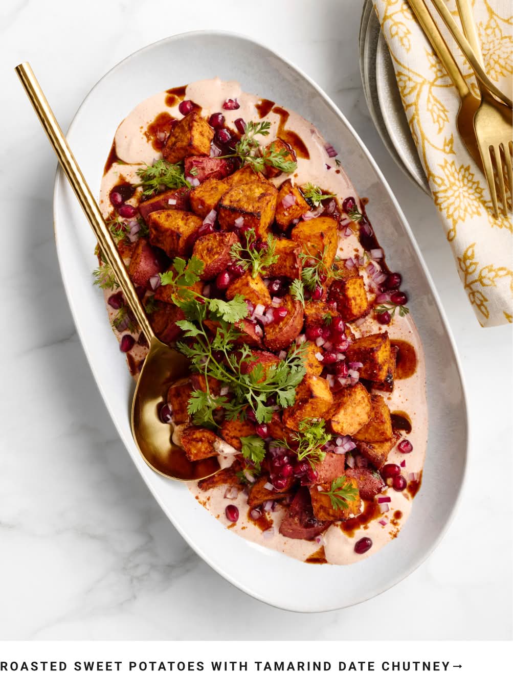 Roasted Sweet Potatoes with Tamarind Date Chutney