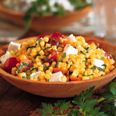 corn salad feta roasted pan tomatoes williams sonoma summer recipe weekend lunch entertaining casual fresh taste cheese tomato lime grilled