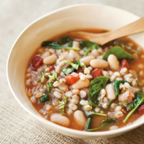 Tuscan Farro Soup With White Beans Tomatoes And Basil Williams Sonoma