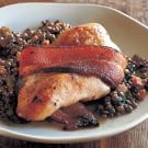 Bacon-Wrapped Chicken Breasts with Warm Lentil Salad
