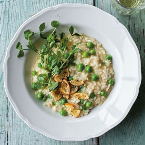 Pea Risotto with Pea Shoots and Roasted Meyer Lemon | Williams Sonoma