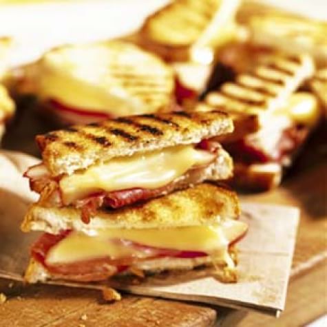 Grilled Fontina Sandwiches with Prosciutto and Pear