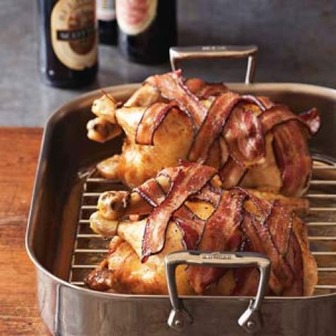 Roasted Chickens with Bacon