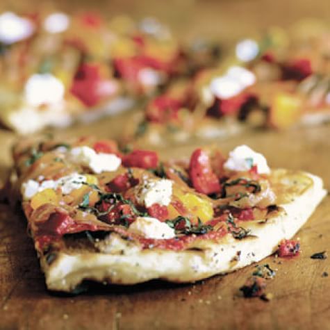 Herbed Pizzas with Prosciutto, Basil and Goat Cheese