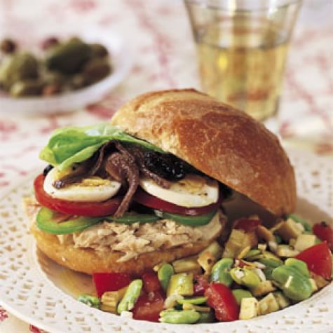 Tuna, Tomato and Olive Sandwich (Pan Bagnat)