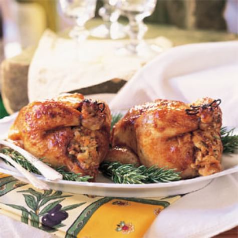 Young Chickens with Apricot-Fig Stuffing (Poussins Farcis aux Abricots et Figues Sèches)