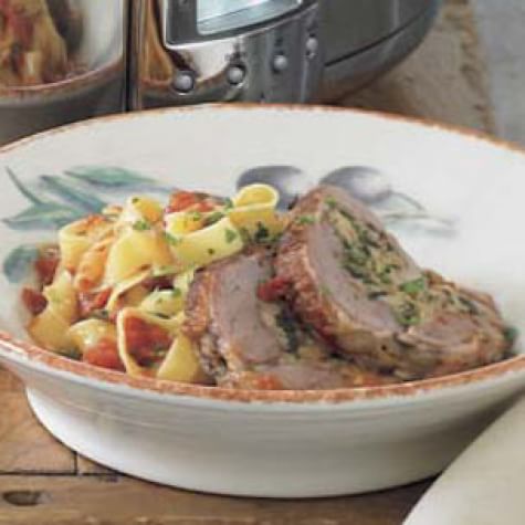 Pork Braciole with Tagliatelle and Tomato Sauce