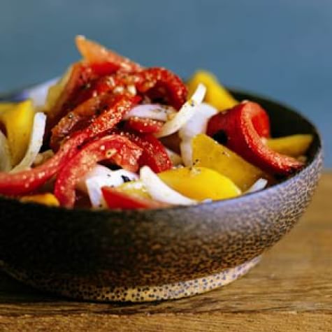 Grilled Red Pepper, Sweet Onion and Tomato Salad