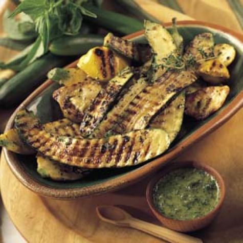 Grilled Summer Squash with Green Sauce