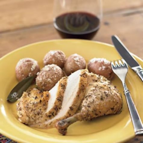 Roasted Chicken with Salt-Baked Potatoes