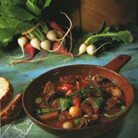 Beef Stew with Turnips (Beef Bourguignonne)