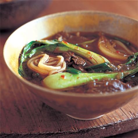 Baby Bok Choy and Beef Noodle Soup with Warm Spices