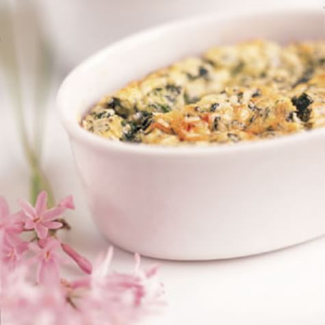 Green Garlic and Spinach Souffle