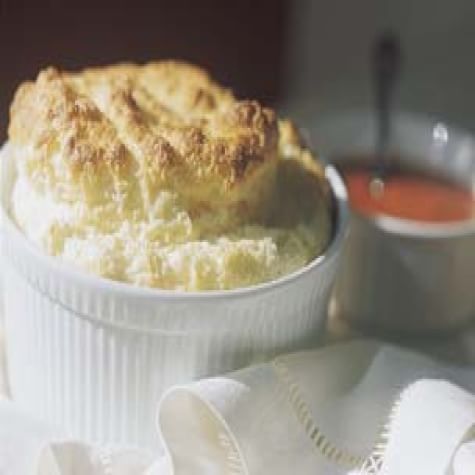Cheese Soufflé with Tomato-Basil Sauce