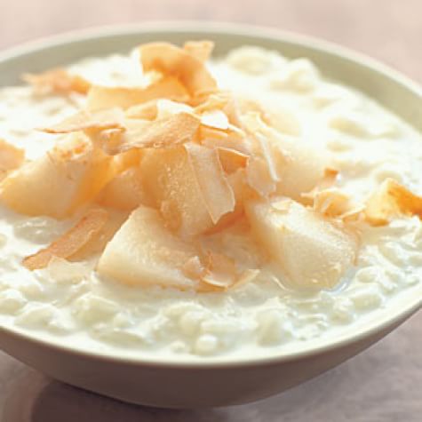 Coconut Rice Pudding with Gingered Asian Pears