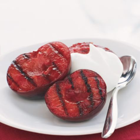 Grilled Plums with Kirsch Cream