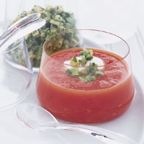 Chilled Tomato Soup with Avocado Salsa
