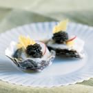 Oysters on the Half-Shell with Scallops, Horseradish, Lime and Golden Osetra Caviar