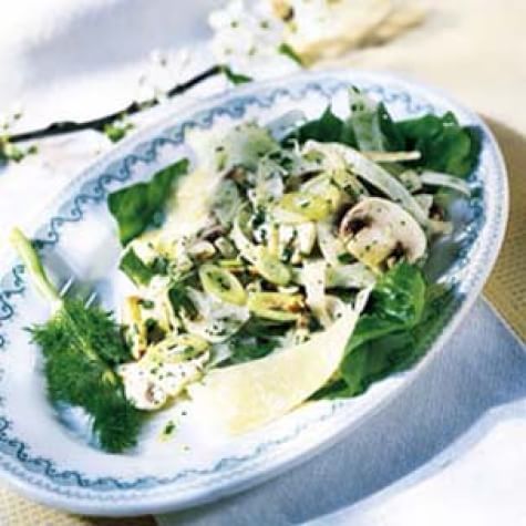 Salad of Young Fennel, Parmesan and Button Mushrooms