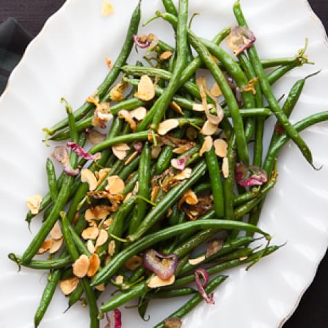 Haricots Verts with Toasted Almonds and Caramelized Shallots