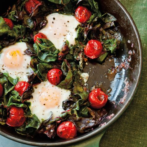 Polenta, Fried Eggs, Greens and Blistered Tomatoes | Williams Sonoma
