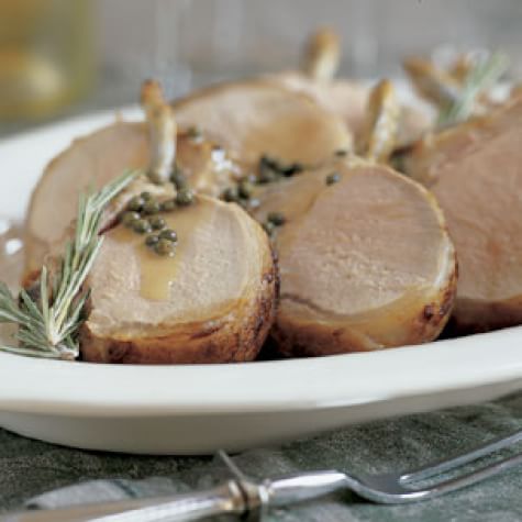 Roasted Pork Loin with Green Peppercorn Sauce