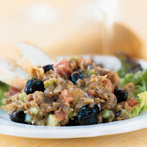 Eggplant Salad with Olives and Sherry Vinaigrette