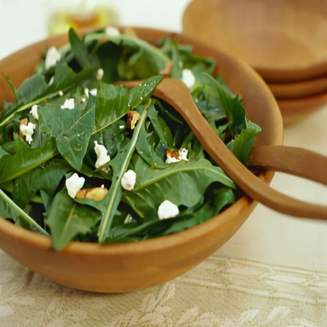 Dandelion Greens with Walnuts and Goat Cheese