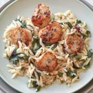 Seared Scallops with Greens and Orzo