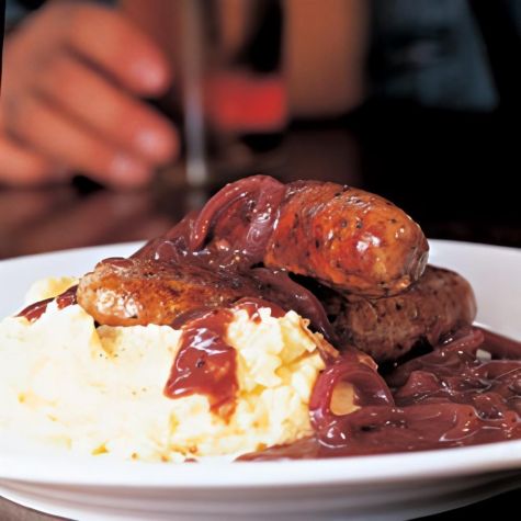 Bangers and Mash with Onion Gravy