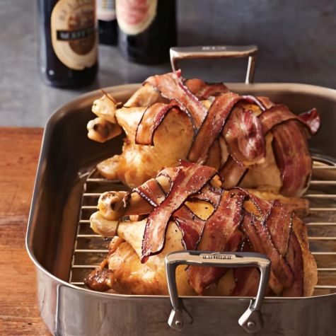 Roasted Chickens with Bacon