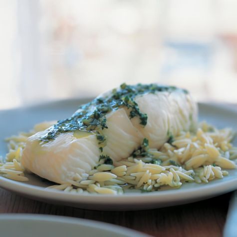 Baked Halibut with Salsa Verde