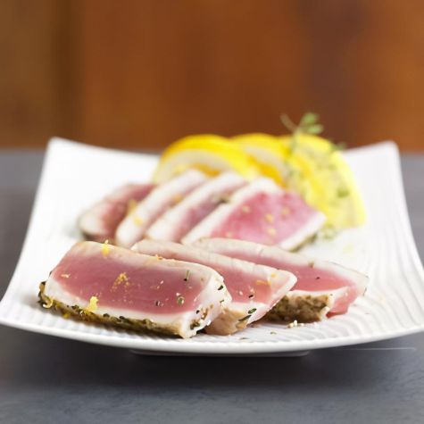 Seared Ahi Tuna with Green Peppercorn-Thyme Crust
