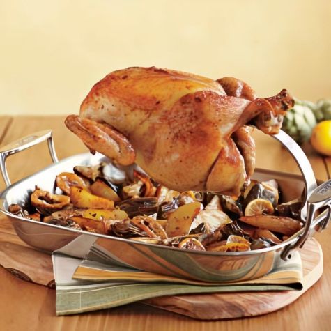 Dry-Brined Chicken & Meyer Lemon-Roasted Vegetables