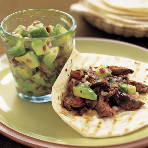 Skirt Steak Fajitas with Avocado Salsa