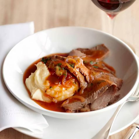 Braised Brisket with Beer & Onion Sauce