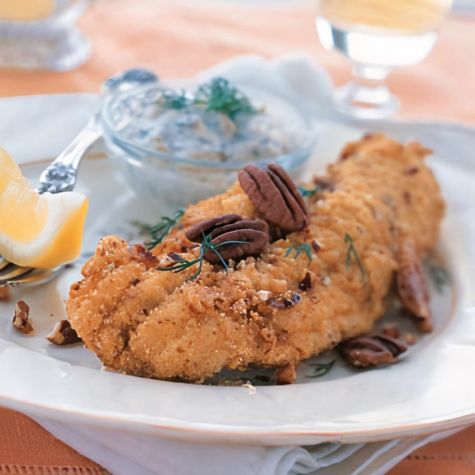 Pecan Catfish with Banana Pepper Sauce