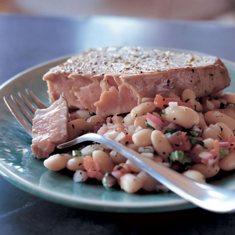 Seared Ahi Tuna with Warm White Bean Salad