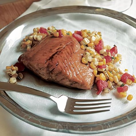 Honey-Glazed Salmon with Roasted Corn Salsa