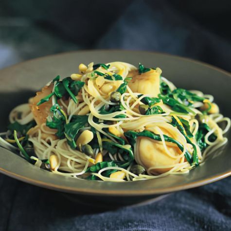 Angel Hair Pasta with Scallops and Arugula