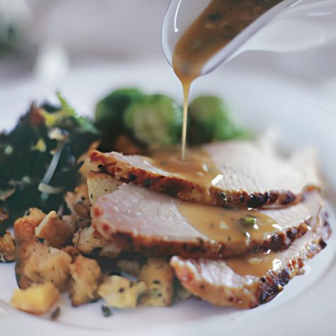 Butterflied Turkey with Herb Glaze and Chardonnay Gravy