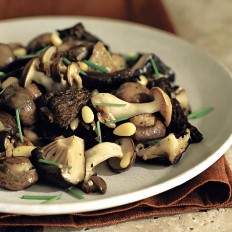 Mixed Spring Mushrooms with Garlic Butter and Pine Nuts