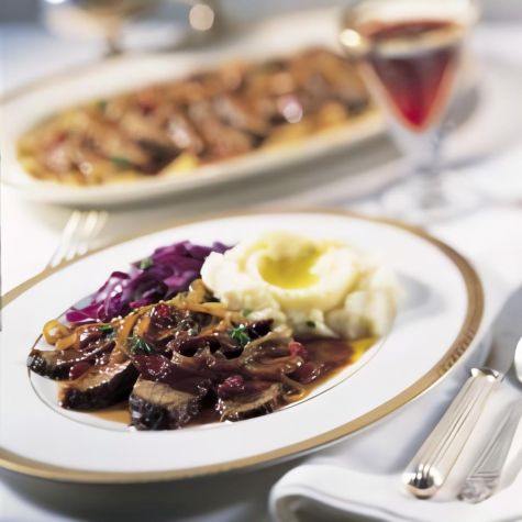 Beef Brisket with Caramelized Onions and Merlot Sauce