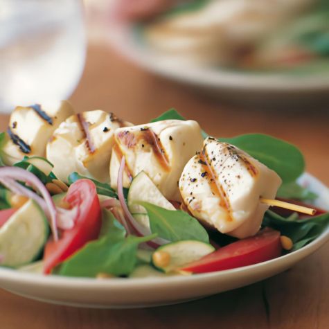 Halibut Skewers with Arugula Salad